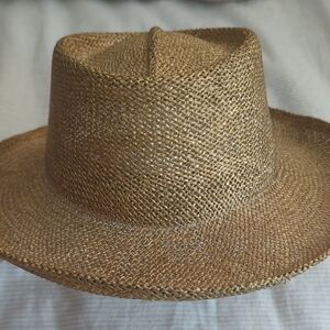 Gold Straw Fedora Hat